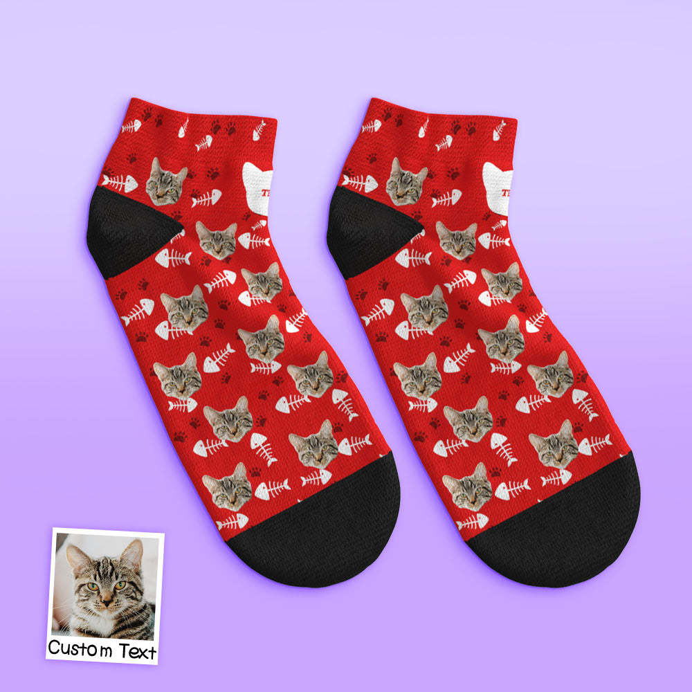 Chaussettes Personnalisées À Coupe Basse Pour Le Visage, Chat - MaPhotocaleconFr