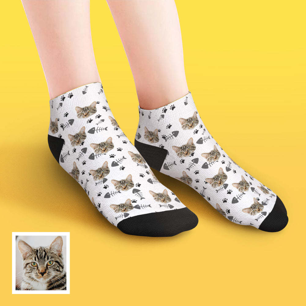 Chaussettes Personnalisées À Coupe Basse Pour Le Visage, Chat - MaPhotocaleconFr