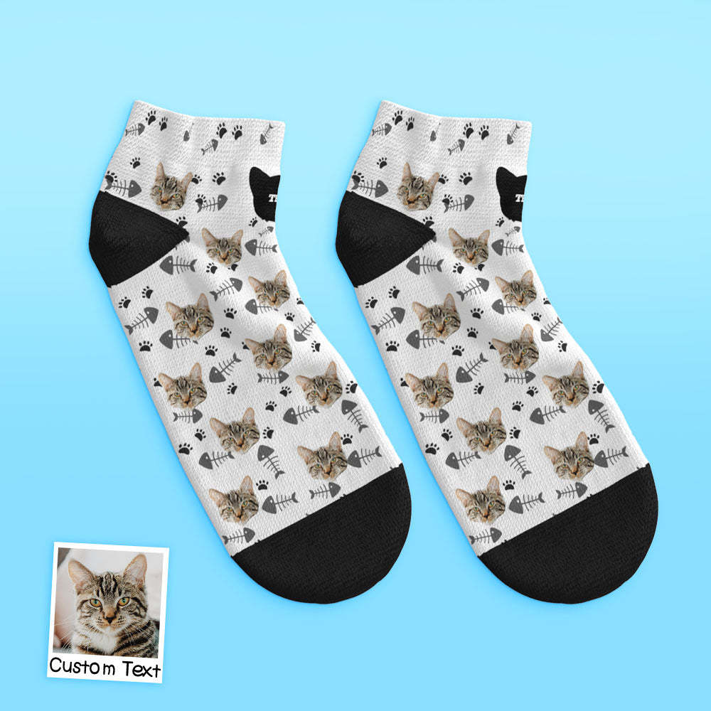 Chaussettes Personnalisées À Coupe Basse Pour Le Visage, Chat - MaPhotocaleconFr