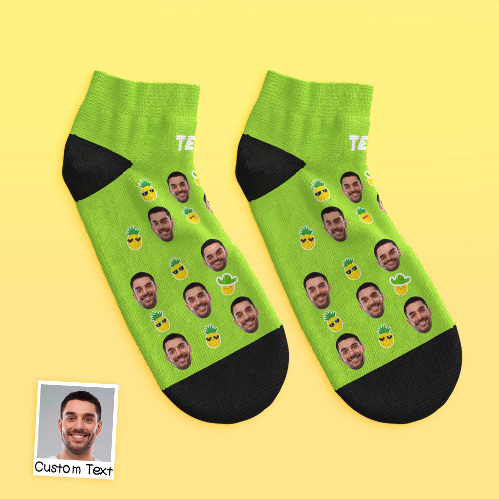 Custom Low Cut Ankle Face Socks Pineapple Funny Face - MaPhotocaleconFr