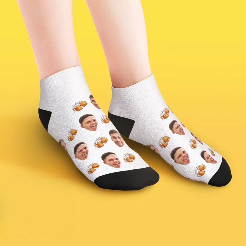 Chaussettes Basses Personnalisées Pour Le Visage À La Cheville, Chaussettes De Fête De Bière