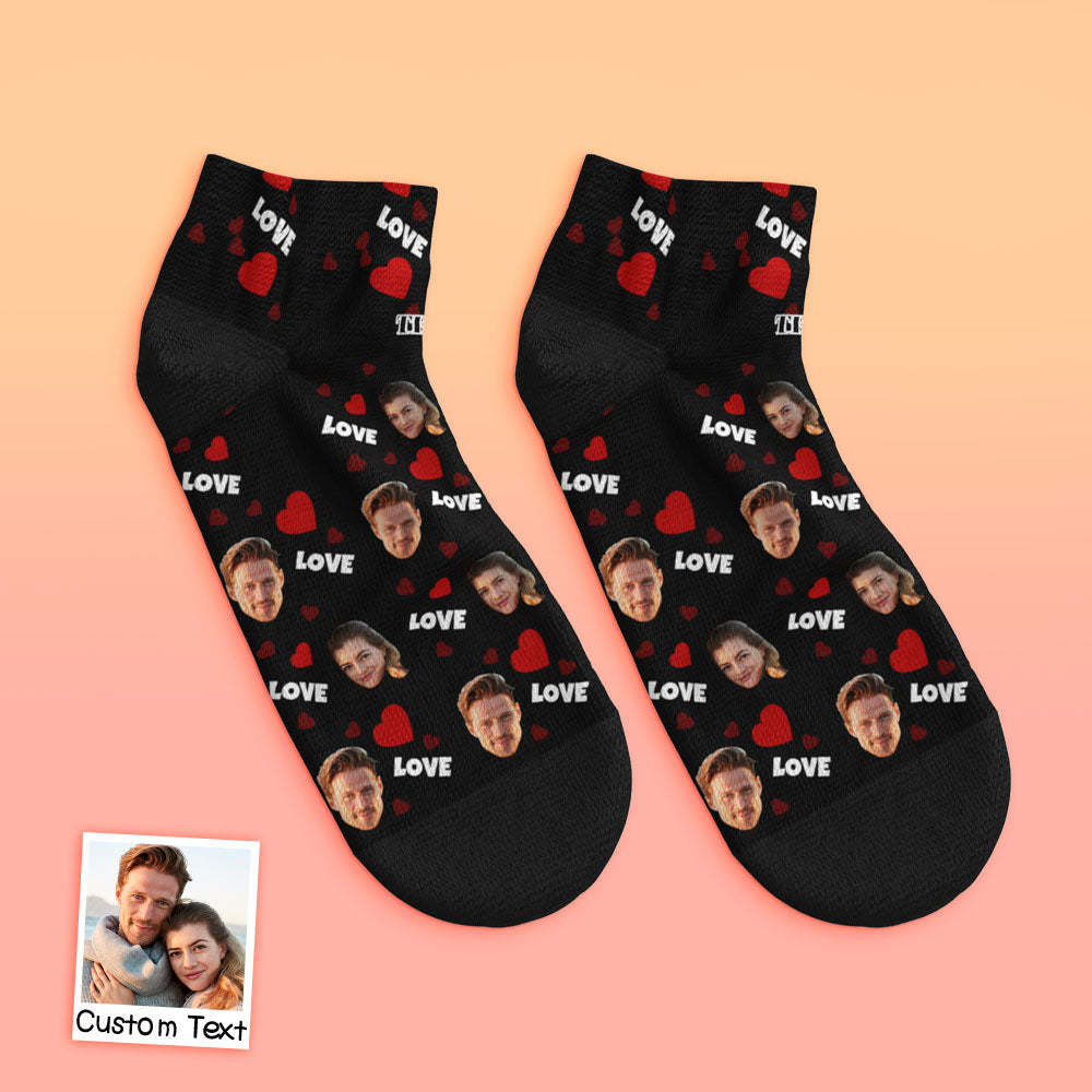 Custom Low Cut Ankle Face Socks For Family - Love - MaPhotocaleconFr