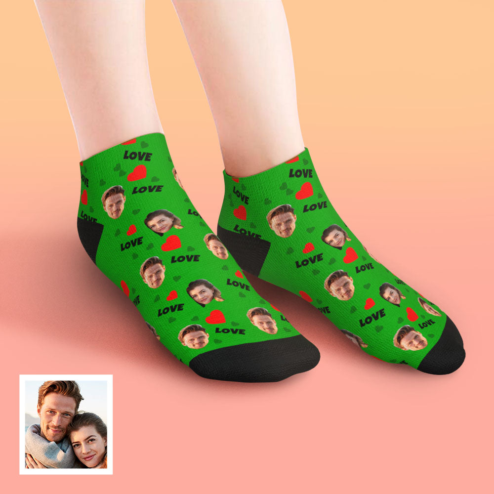 Custom Low Cut Ankle Face Socks For Family - Love - MaPhotocaleconFr