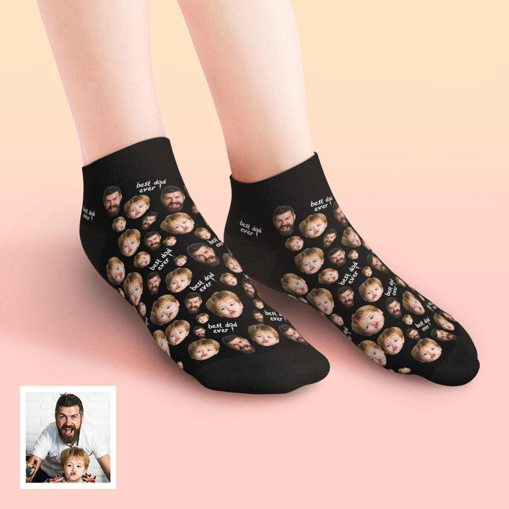 Custom Low Cut Ankle Face Socks To The Best Dad - MaPhotocaleconFr