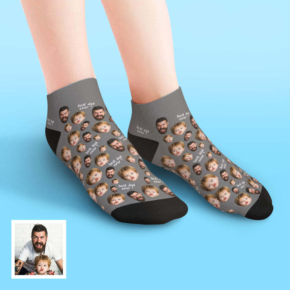 Chaussettes Basses Personnalisées Pour Le Visage Au Meilleur Papa - MaPhotocaleconFr