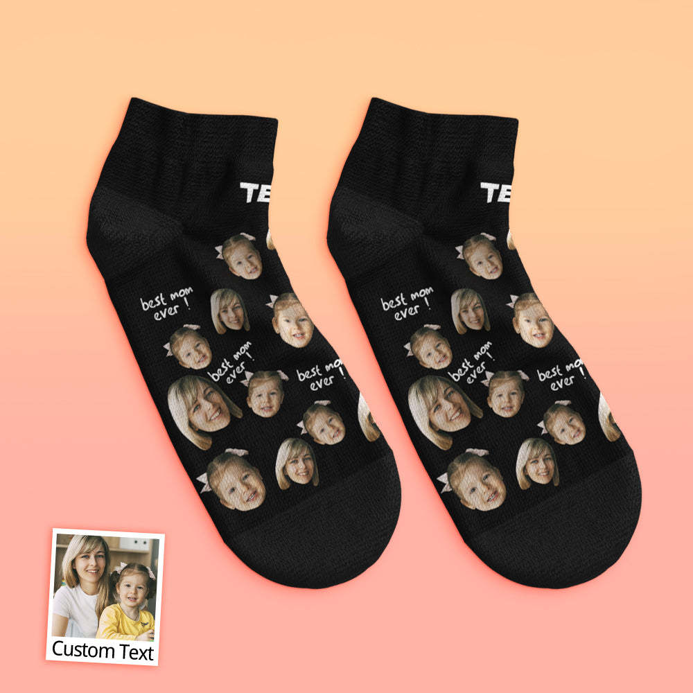 Custom Low Cut Ankle Face Socks For Mother Best Mom Ever - MaPhotocaleconFr