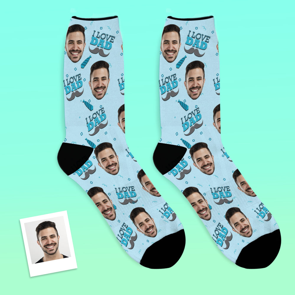 Chaussettes Photo Personnalisées J'aime Papa Chaussettes - MaPhotocaleconFr
