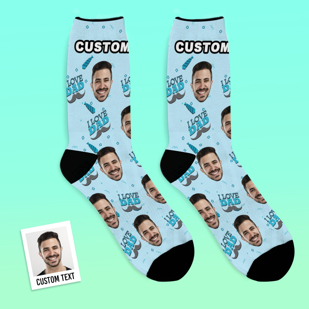 Chaussettes Visage Personnalisé Love Dad - MaPhotocaleconFr
