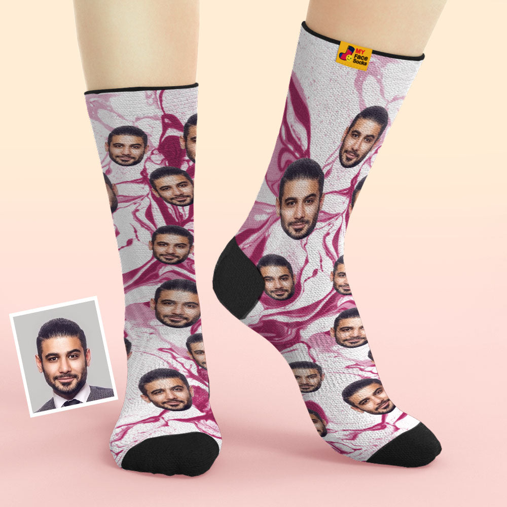 Chaussettes Respirantes Personnalisées De Style Tie Dye, Chaussettes Souples Personnalisées, Cadeaux Violets - MaPhotocaleconFr