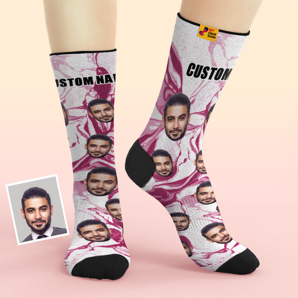 Chaussettes Respirantes Personnalisées De Style Tie Dye, Chaussettes Souples Personnalisées, Cadeaux Violets - MaPhotocaleconFr