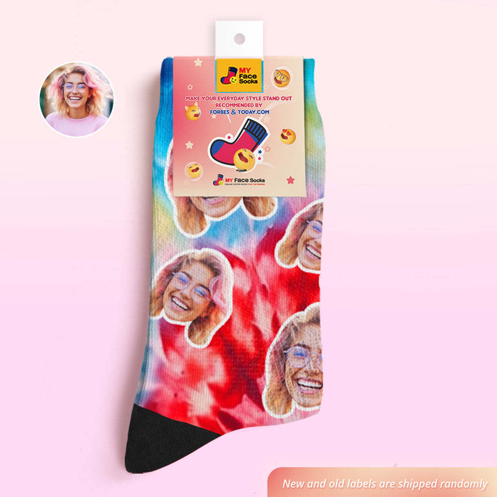 Chaussettes Respirantes Pour Le Visage, Style Tie Dye Personnalisé, Chaussettes Souples Personnalisées, Cadeaux, Colorant Glacé - MaPhotocaleconFr