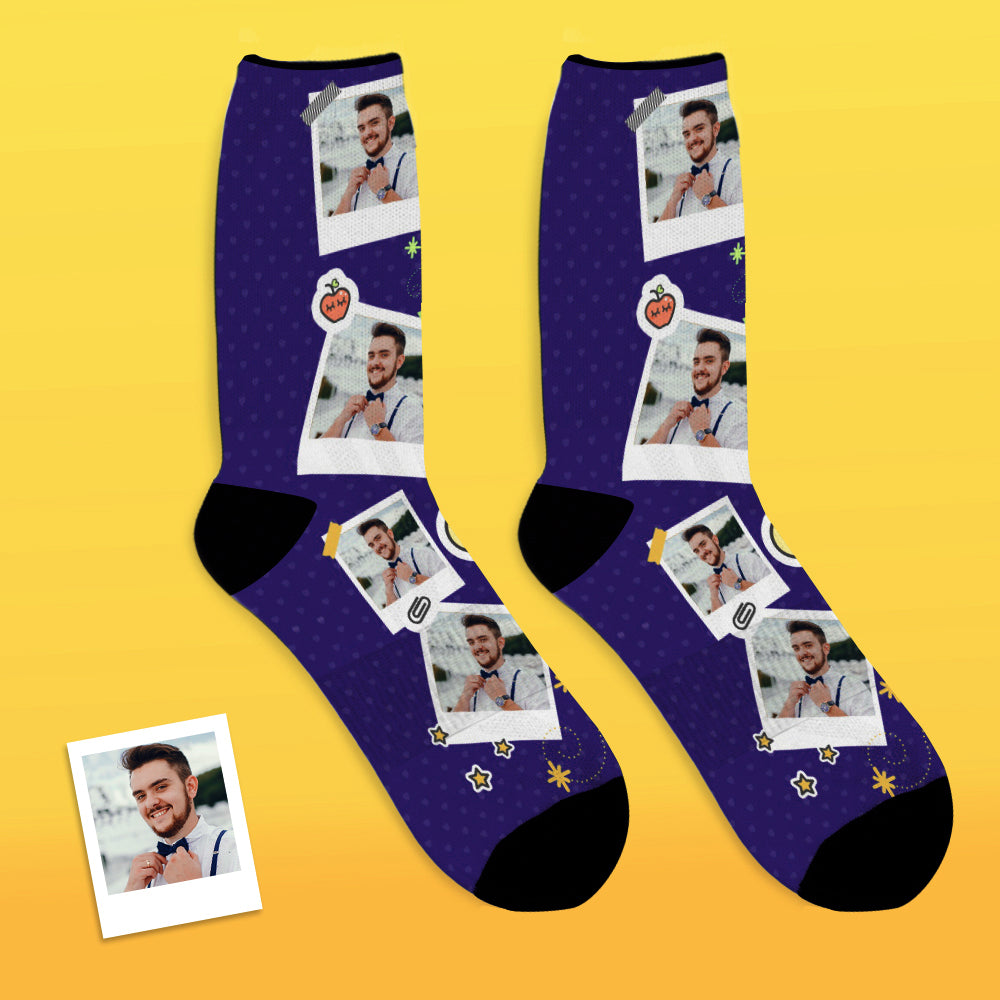 Chaussettes Photo Personnalisées Marque De Note Autocollante Personnalisée - MaPhotocaleconFr