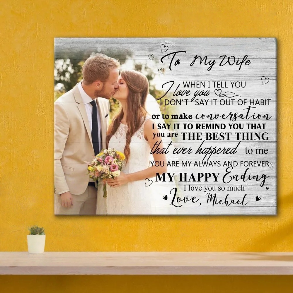 Toile faite sur commande de peinture de décor de mur de photo avec la version horizontale de texte - à l'amant
