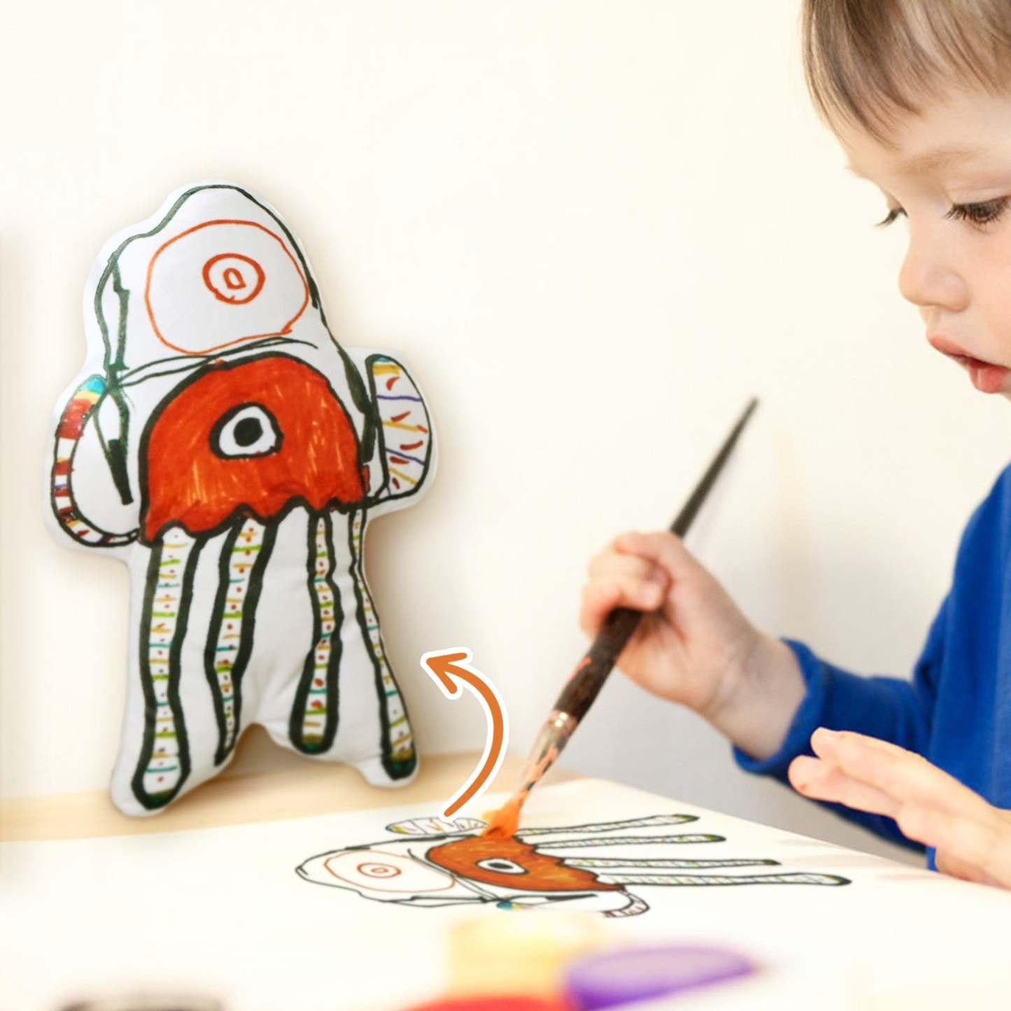 Cadeaux Personnalisés D'oreiller D'image D'illustration De Dessin De Main D'enfants Pour Des Enfants - MaPhotocaleconFr