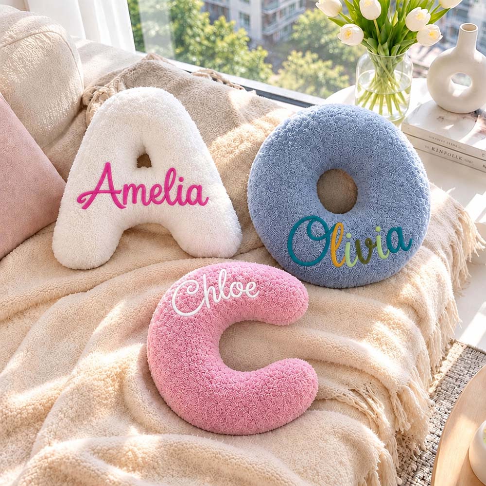 Lettre Personnalisée Oreiller Nom Personnalisé Alphabet Initial Jeter Oreiller Cadeau D’anniversaire Pour Enfants Décoration D’intérieur Cadeau De Pendaison De Crémaillère - MaPhotocaleconFr
