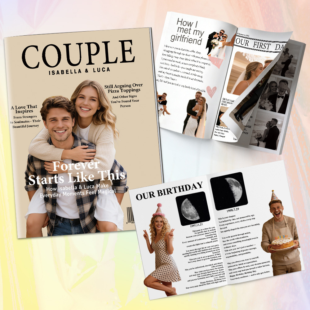Magazine De Couple Personnalisé Pour Elle À L'occasion De La Saint-valentin Et De Votre Anniversaire. - MaPhotocaleconFr