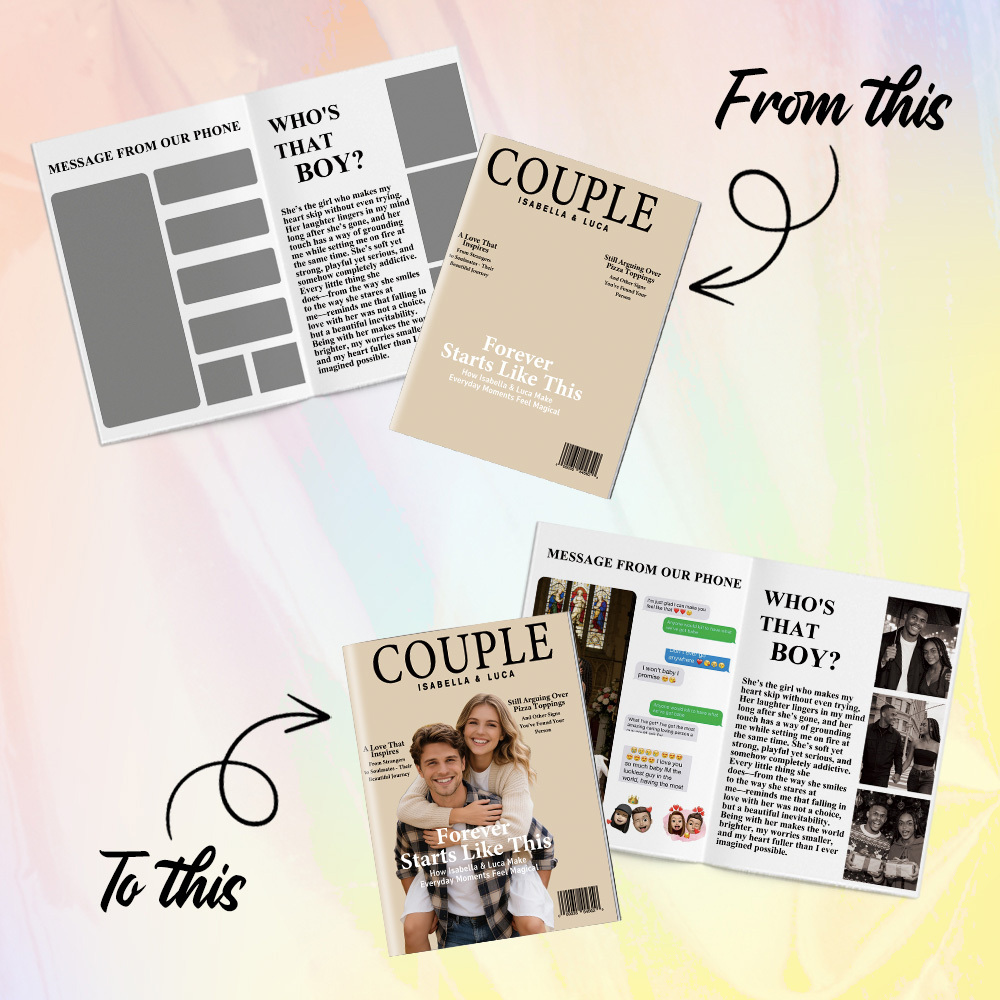 Magazine De Couple Personnalisé Pour Elle À L'occasion De La Saint-valentin Et De Votre Anniversaire. - MaPhotocaleconFr