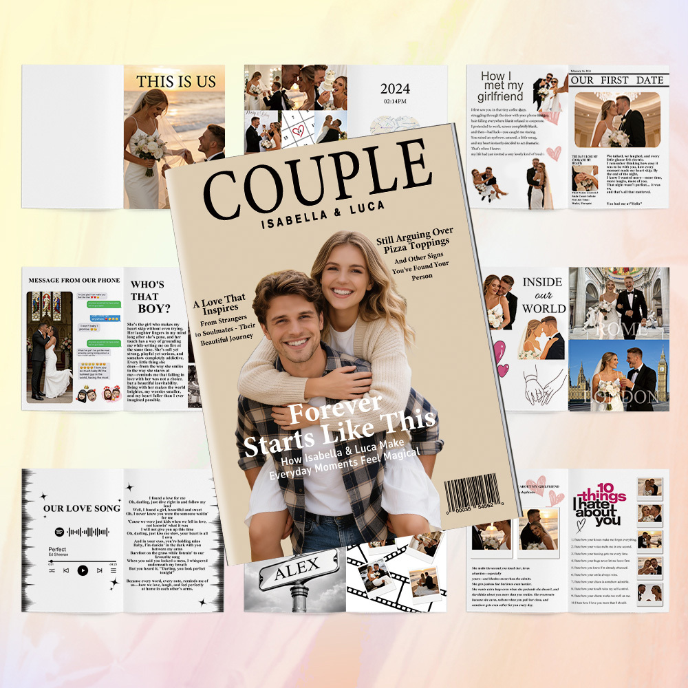 Magazine De Couple Personnalisé Pour Elle À L'occasion De La Saint-valentin Et De Votre Anniversaire. - MaPhotocaleconFr