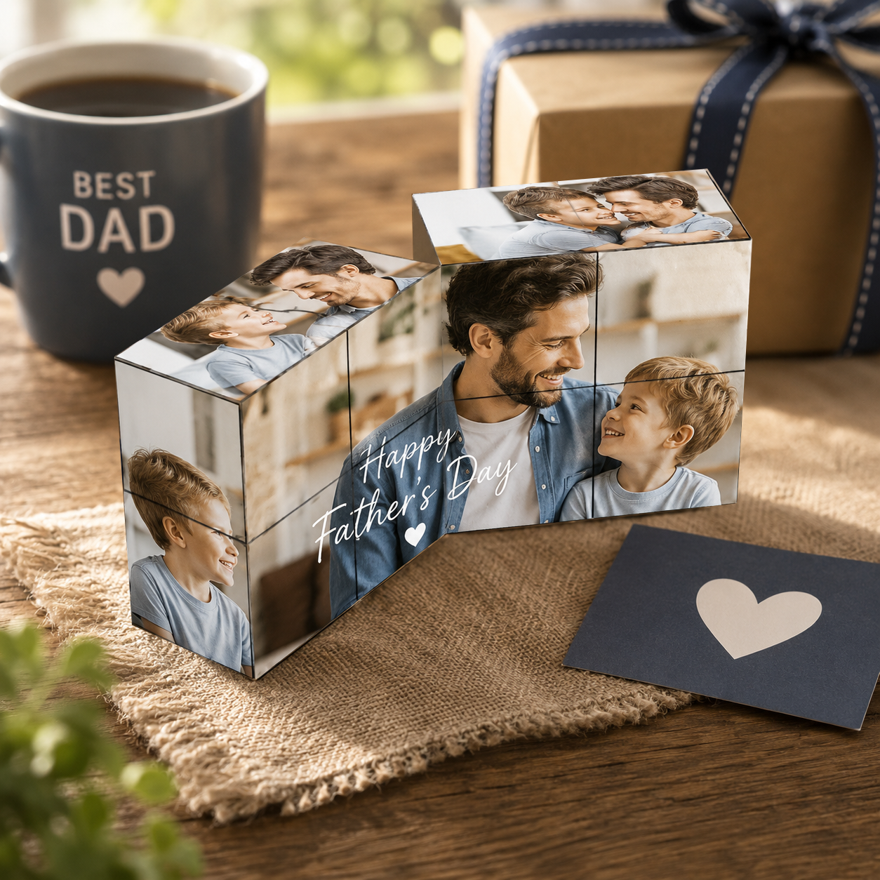 Cube Photo Multiphoto Infini Personnalisé Cube Photo Pliant Magique Cube Infini Photo Personnalisé Cadeau Fête des Pères pour Papa - MaPhotocaleconFr