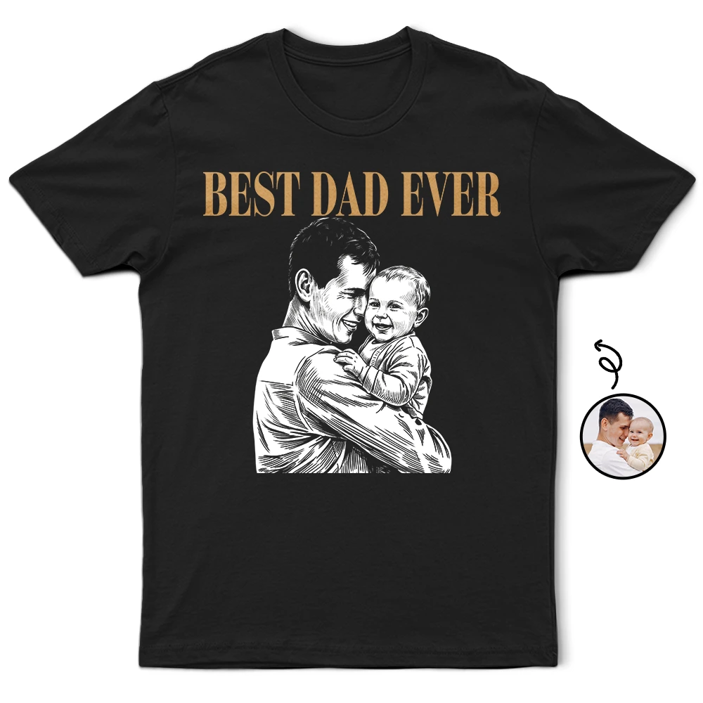 Photo Personnalisée Croquis Au Crayon Blanc Art Meilleur Portrait De Papa De Tous Les Temps, Tee-shirt Personnalisé Père Et Bébé Portrait, Cadeau De Fête Des Pères Pour Papa