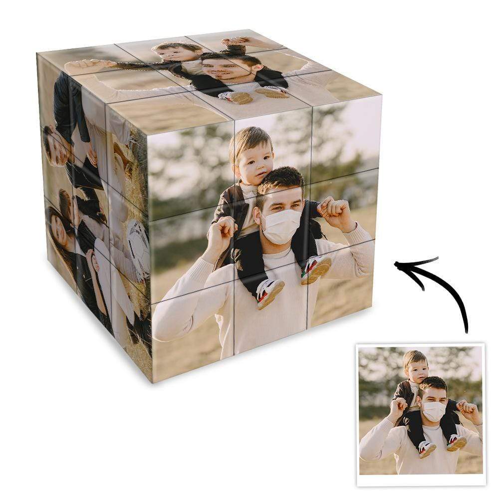 Cadeau de sympathie pour la perte du père Photo gravée Rubic's Cube - MaPhotocaleconFr