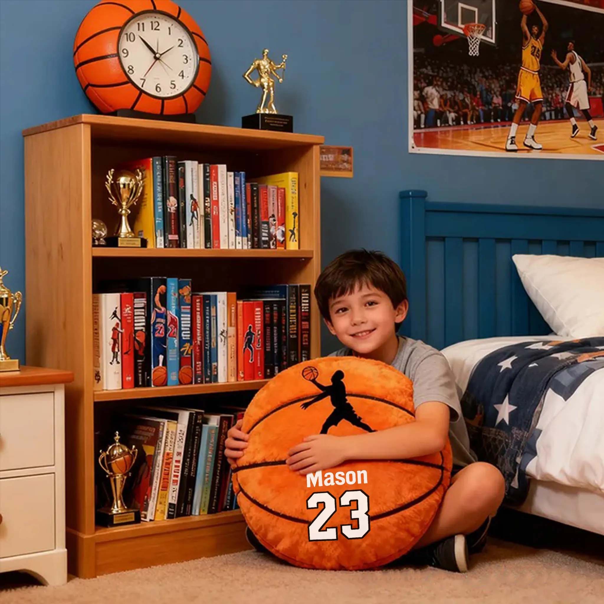 Oreiller De Basket-ball Personnalisé Avec Nom Et Numéro De Maillot, Coussin De Sport En Peluche, Cadeau Pour Enfants - MaPhotocaleconFr