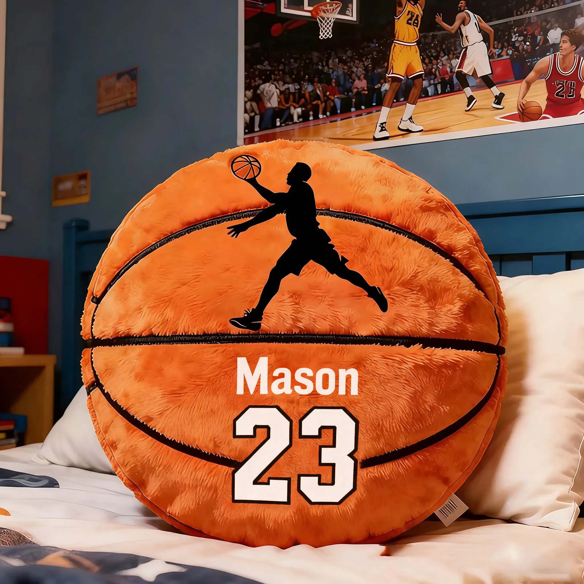 Oreiller De Basket-ball Personnalisé Avec Nom Et Numéro De Maillot, Coussin De Sport En Peluche, Cadeau Pour Enfants - MaPhotocaleconFr