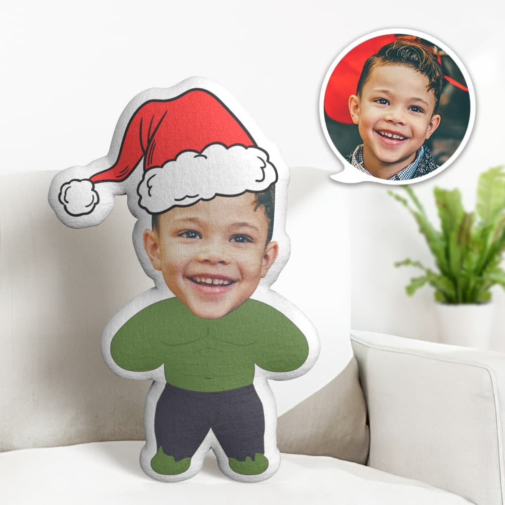 Coussin Décoratif Hulk Minime Personnalisé - Cadeau De Noël - Coussin Visage Personnalisé - Cadeaux De Coussins Minime Uniques - MaPhotocaleconFr