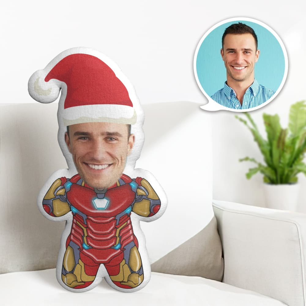Coussin Décoratif Iron Man Minime Personnalisé - Cadeau De Noël - Coussin Visage Personnalisé - Coussin Marvel Minime Personnalisé - MaPhotocaleconFr