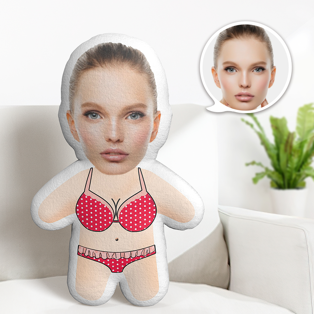 Coussin Minime Teddy En Bikini Mignon, Visage Personnalisé Avec Photo, Poupée Minime Personnalisée - MaPhotocaleconFr