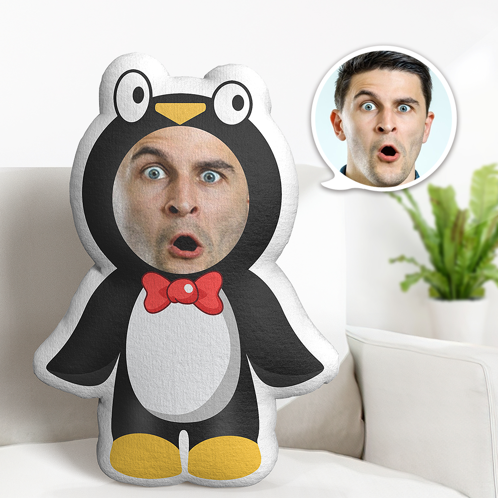 Coussin Minime Bébé Pingouin Avec Photo Personnalisée - MaPhotocaleconFr