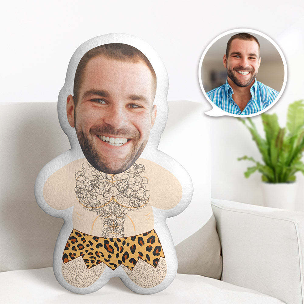 Oreiller Minime Teddy À Visage D'homme Des Cavernes Personnalisé Avec Photo Minime - MaPhotocaleconFr