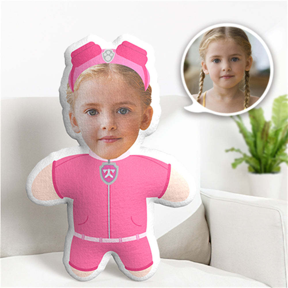 Skye Paw Patrol Minime Coussin Visage Personnalisé Poupée Minime Personnalisée - MaPhotocaleconFr