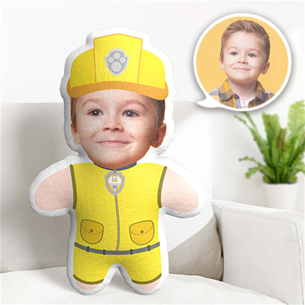 Coussin Décoratif Minime Pat' Patrouille Rubble, Poupée Minime Personnalisée Avec Visage - MaPhotocaleconFr