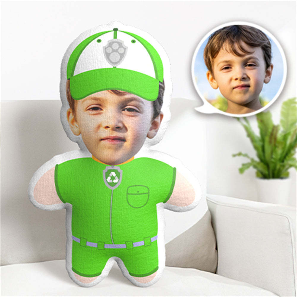 Coussin Décoratif Minime Rocky Pat' Patrouille, Visage Personnalisé, Poupée Minime Personnalisée - MaPhotocaleconFr