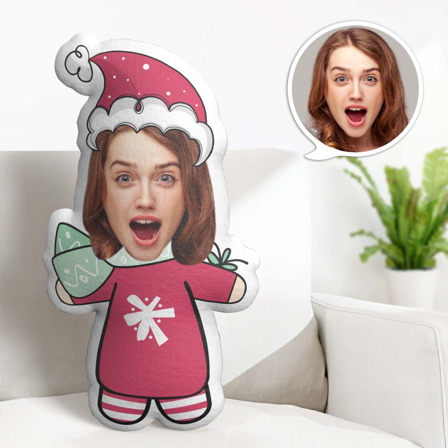 Coussin Décoratif Minime Personnalisé Pour Noël, Coussin Décoratif Minime À Dessin Animé Personnalisé - MaPhotocaleconFr