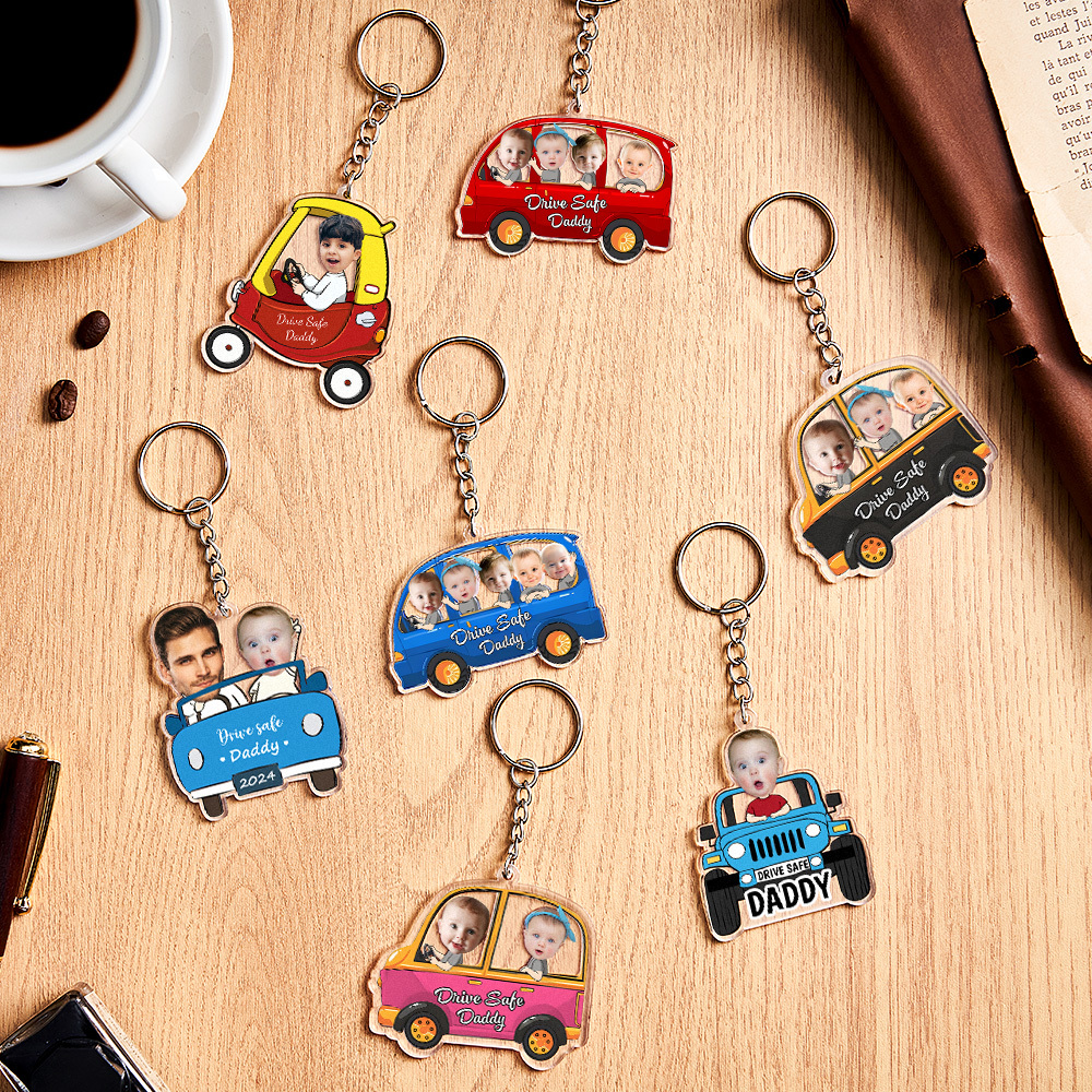 Porte-clés Personnalisé « conduisez Prudemment » ; Porte-clés De Style Voiture Personnalisé, Cadeaux Pour Papa - MaPhotocaleconFr