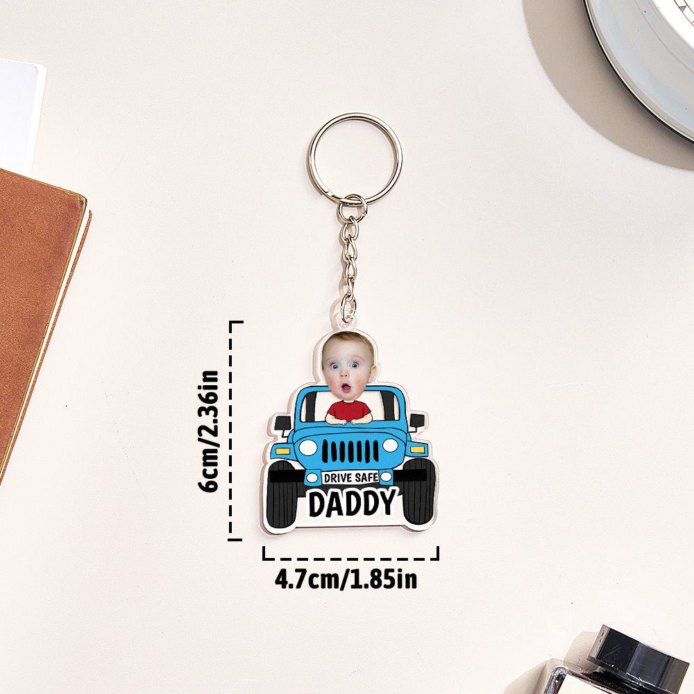 Porte-clés Personnalisé « conduisez Prudemment » ; Porte-clés De Style Voiture Personnalisé, Cadeaux Pour Papa - MaPhotocaleconFr