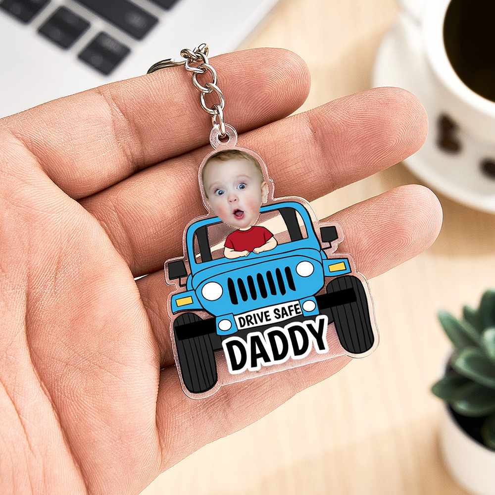 Porte-clés Personnalisé « conduisez Prudemment » ; Porte-clés De Style Voiture Personnalisé, Cadeaux Pour Papa - MaPhotocaleconFr