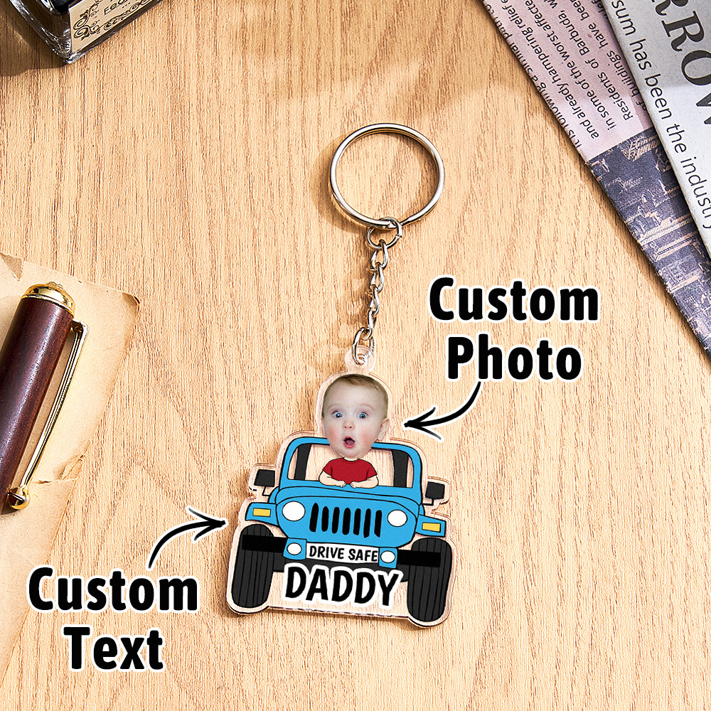 Porte-clés Personnalisé « conduisez Prudemment » ; Porte-clés De Style Voiture Personnalisé, Cadeaux Pour Papa - MaPhotocaleconFr