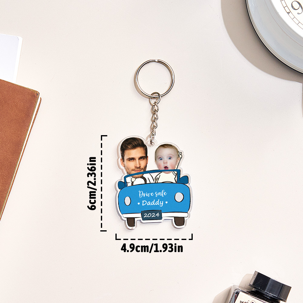Porte-clés Personnalisé « conduisez Prudemment » ; Porte-clés De Style Voiture Personnalisé, Cadeaux Pour Papa - MaPhotocaleconFr
