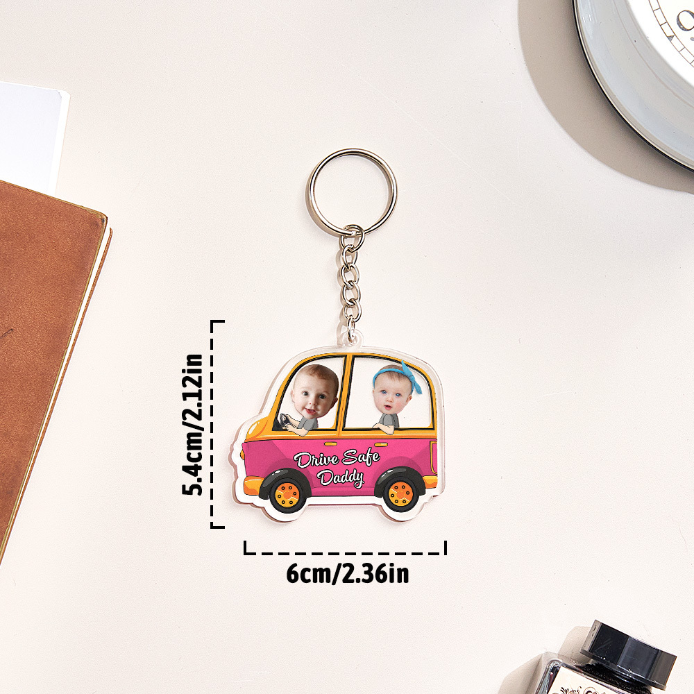 Porte-clés Personnalisé « conduisez Prudemment » ; Porte-clés De Style Voiture Personnalisé, Cadeaux Pour Papa - MaPhotocaleconFr