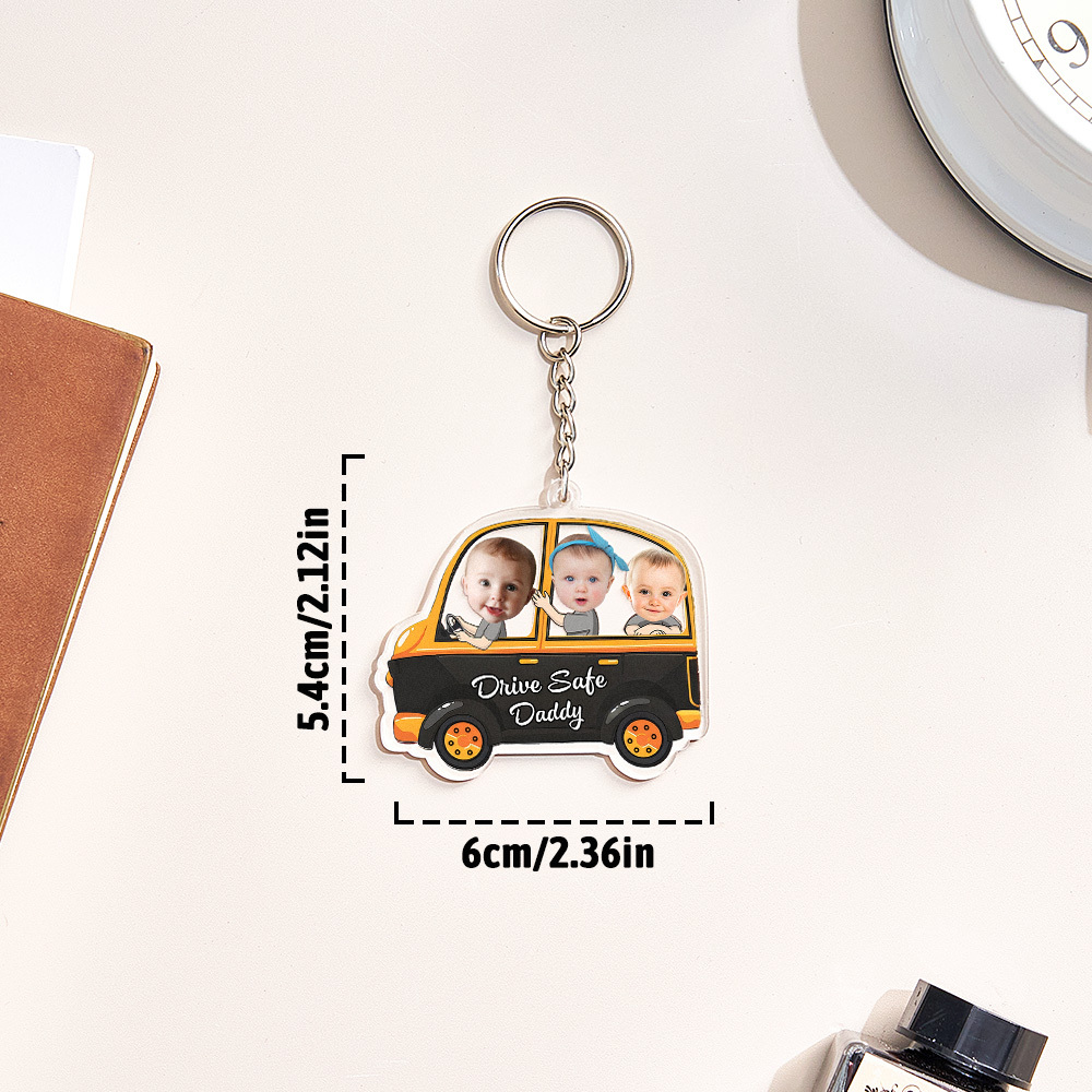 Porte-clés Personnalisé « conduisez Prudemment » ; Porte-clés De Style Voiture Personnalisé, Cadeaux Pour Papa - MaPhotocaleconFr
