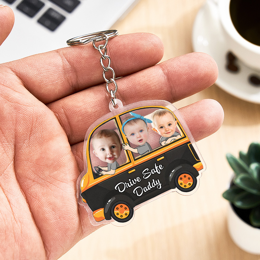 Porte-clés Personnalisé « conduisez Prudemment » ; Porte-clés De Style Voiture Personnalisé, Cadeaux Pour Papa - MaPhotocaleconFr