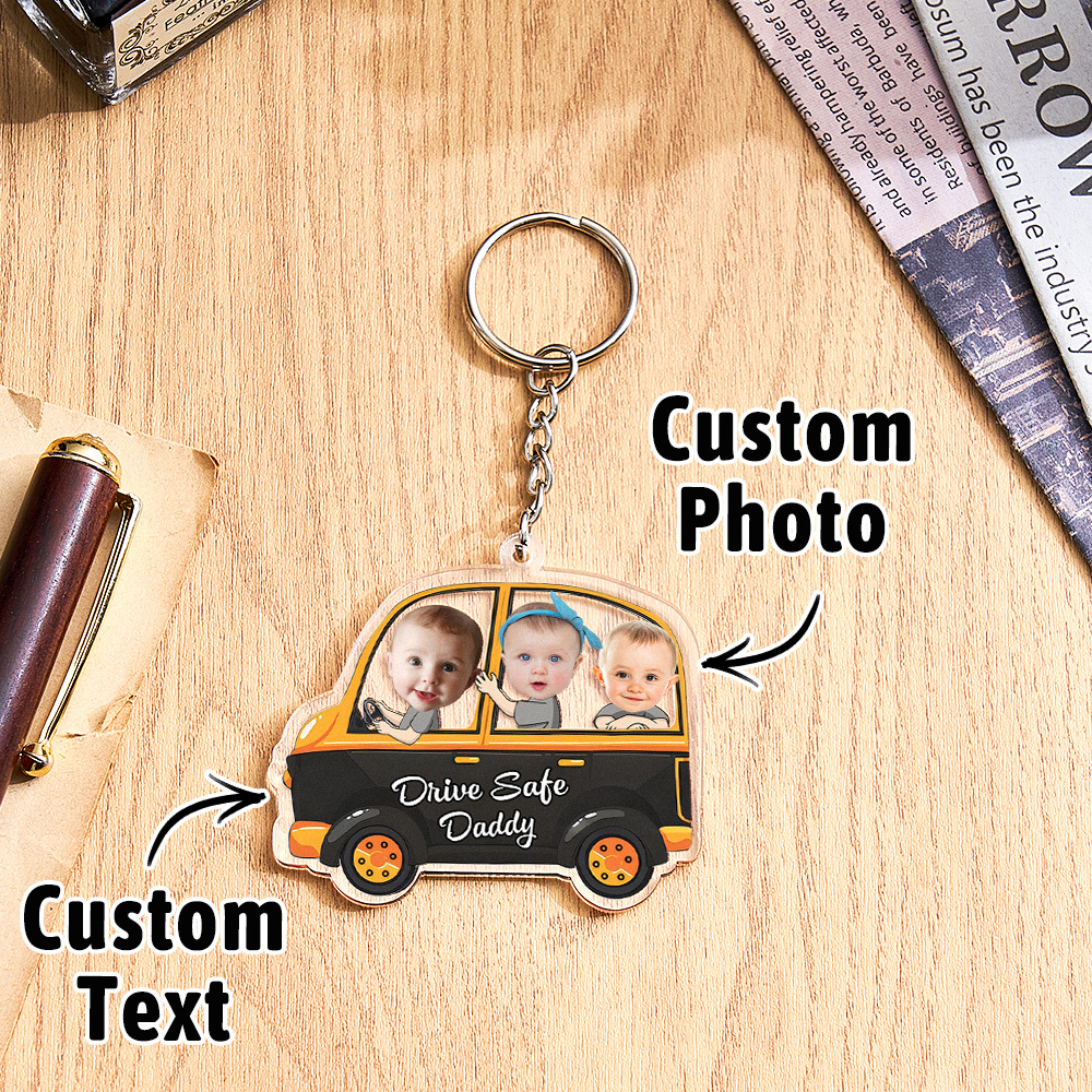 Porte-clés Personnalisé « conduisez Prudemment » ; Porte-clés De Style Voiture Personnalisé, Cadeaux Pour Papa - MaPhotocaleconFr
