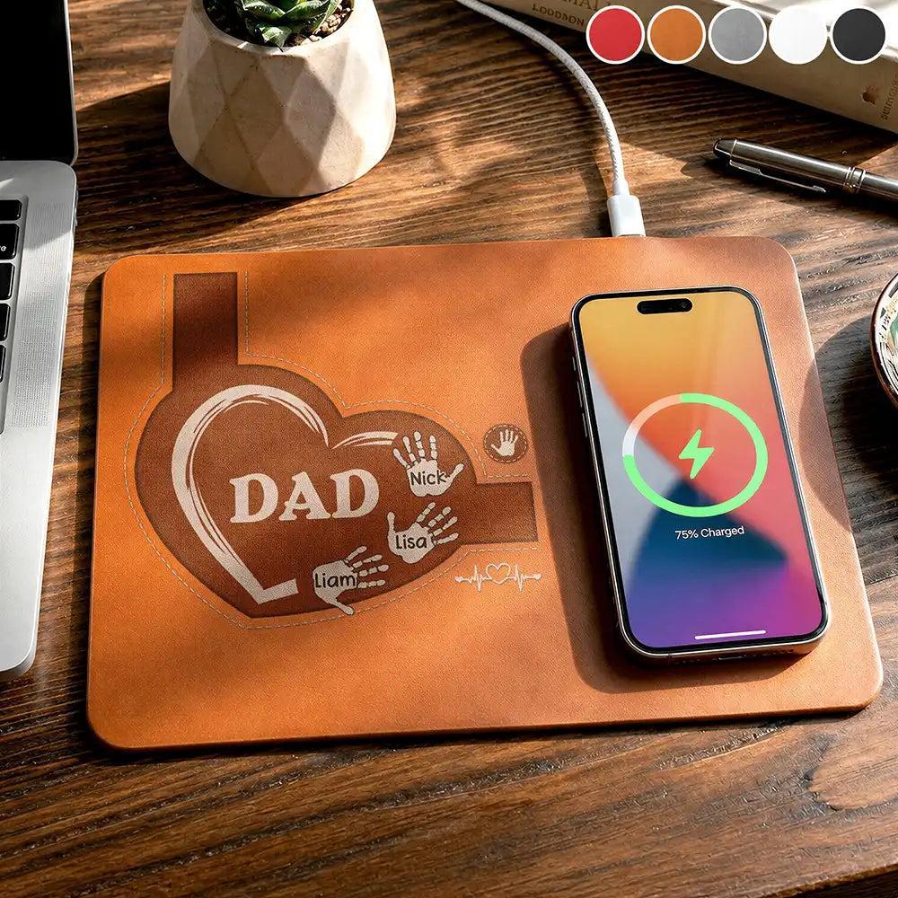 Tapis De Chargement En Cuir Personnalisé, Tapis De Chargement Personnalisé Papa Croquis Ligne Art Photo Personnalisée Cadeau De Fête Des Pères Pour Papa