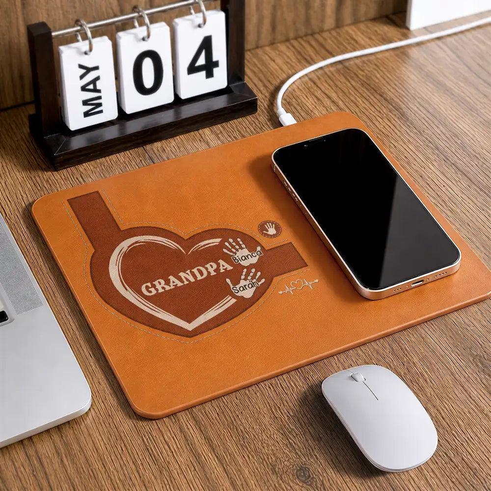 Tapis De Chargement En Cuir Personnalisé, Tapis De Chargement Personnalisé Papa Croquis Ligne Art Photo Personnalisée Cadeau De Fête Des Pères Pour Papa