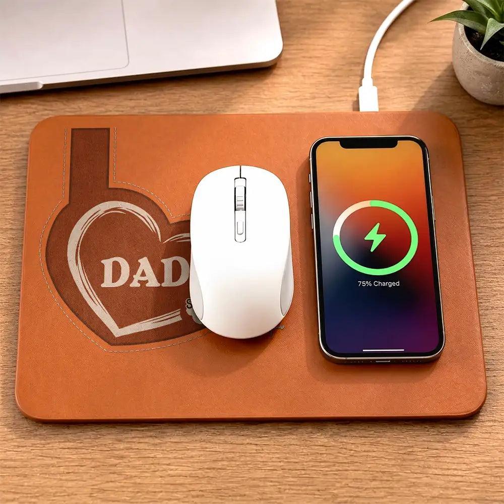 Tapis De Chargement En Cuir Personnalisé, Tapis De Chargement Personnalisé Papa Croquis Ligne Art Photo Personnalisée Cadeau De Fête Des Pères Pour Papa