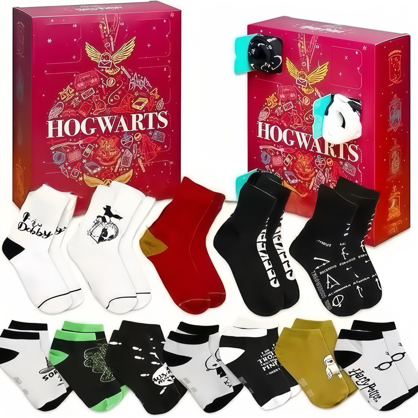 Calendrier De L'avent Chaussettes De Noël - Compte À Rebours De 24 Jours - Coffret Cadeau Festif - MaPhotocaleconFr
