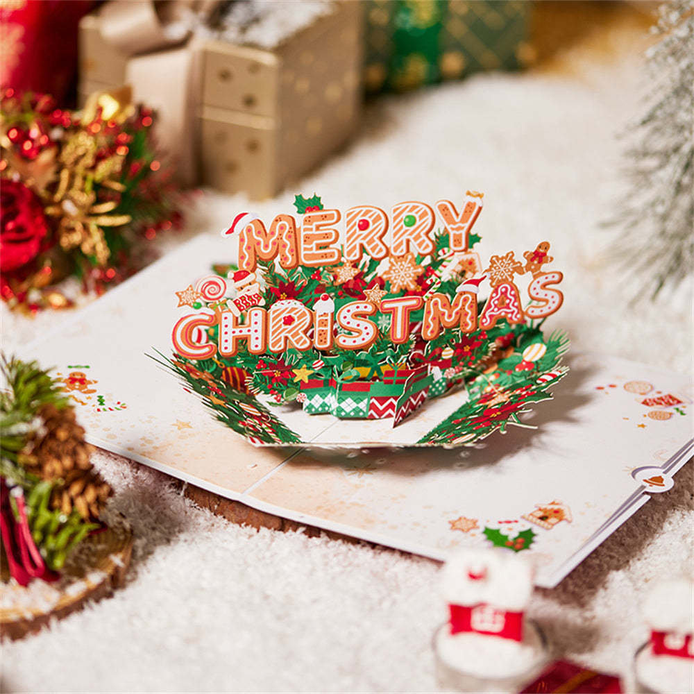 Carte Pop-up De Noël 3d, Carte De Vœux Avec Couronne De Joyeux Noël - MaPhotocaleconFr